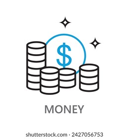 icono de dinero. icono de vector de línea sobre fondo blanco. Elemento de diseño de alta calidad. Trazo de estilo lineal editable. Icono vectorial