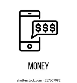 Money icon or logo in modern line style. High quality black outline pictogram for web site design and mobile apps. Vector illustration on a white background.