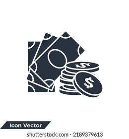 money icon logo vector illustration. coins and finances symbol template for graphic and web design collection