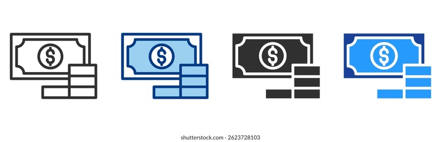 Money Icon Multiple Style Vector Collection