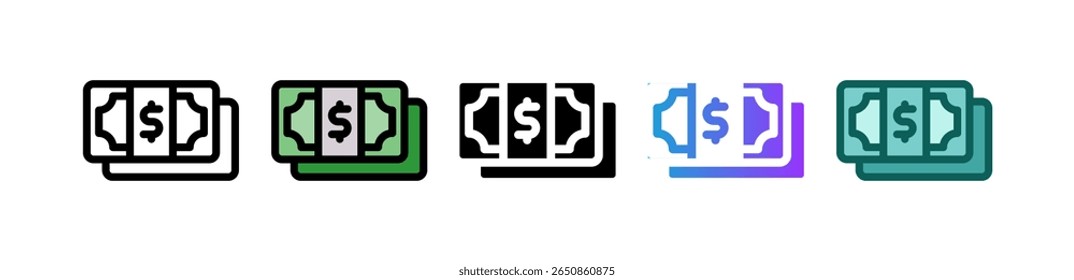 Icono de dinero Ilustración vectorial múltiple