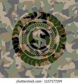 money icon on camo pattern