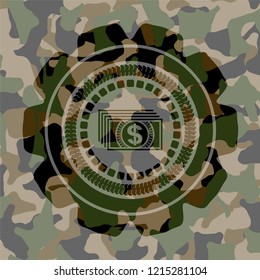 money icon on camo pattern
