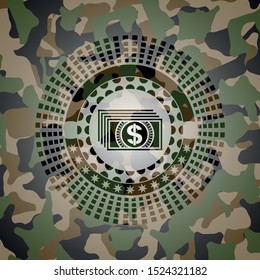 money icon on camo pattern