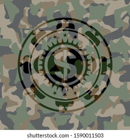 money icon on camo pattern