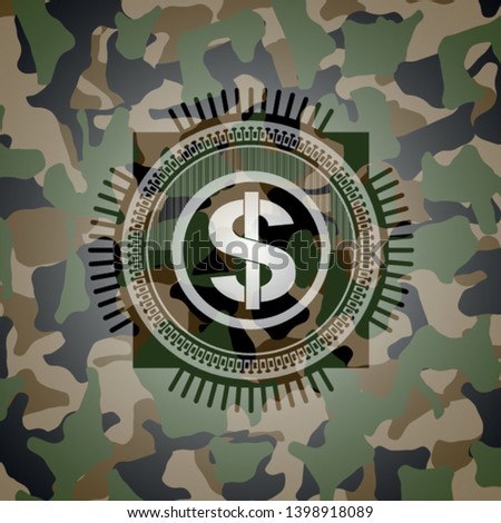 money icon on camo pattern