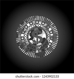 money icon on grey camouflaged texture