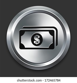Icono de dinero en colección de botones metálicos