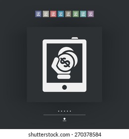 Money icon on tablet