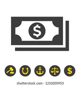 Money icon on white background. Vector Illustration