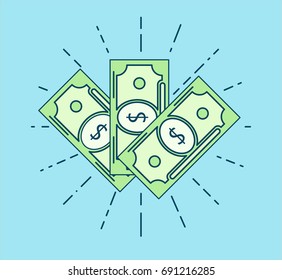 Money Icon. Outline Design. Vector Illustration