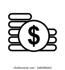 money icon outline isolated vector illustration