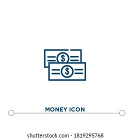 icono del vector de contorno de icono de dinero. ilustración de elemento simple. icono de esquema de icono de dinero a partir del concepto de negocio editable. se puede usar para web y móvil
