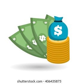 money  icon over white background, vector illustration