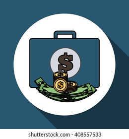 money  icon over white background, vector illustration