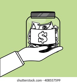 money  icon over white background, vector illustration