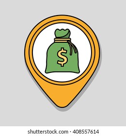money  icon over white background, vector illustration