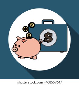 money  icon over white background, vector illustration