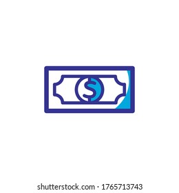 money icon, paper money icon color style design