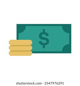 Money icon, pile of coin for budget icon isolated on transparent background. Minimalist vector illustration.