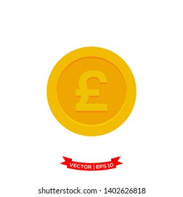 money icon, pound vector icon in trendy flat design