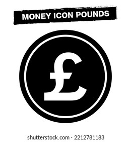 Money icon Pounds. Internet flat icon symbol. Pounds coin icon.