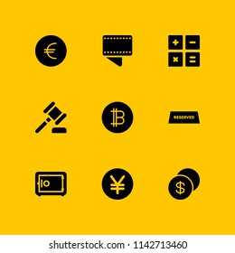 money icon set. auction, safebox and calculator vector icon for graphic design and web