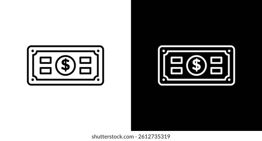 Money icon set. Black illustration isolated for graphic and web design