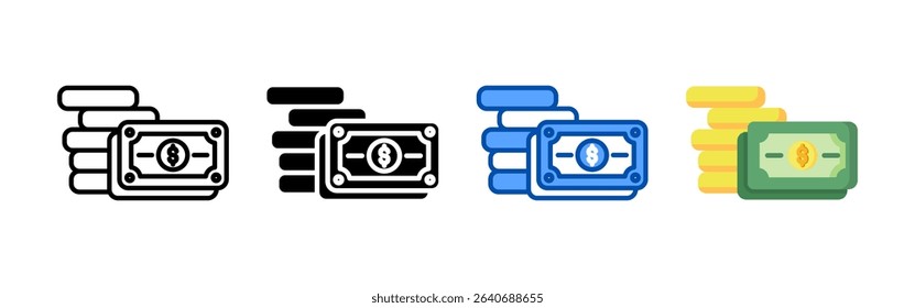Money icon set bundle. Multi style icon collection perfect for websites, apps, and presentations. Simple vector icon collection