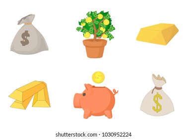 Money icon set. Cartoon set of money vector icons for web design isolated on white background