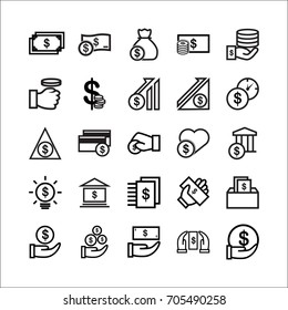 money icon set, contains an icon such as dollar, payment, card, bank, cash, credit, wallet