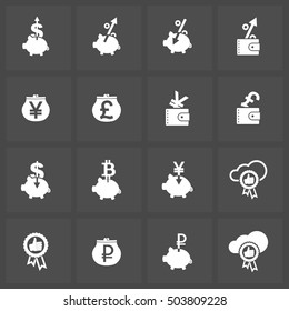 Money icon set. Design elements collection. Vector logo for business, finance, banking.