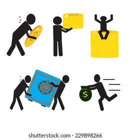 Money icon set. Design over white background 