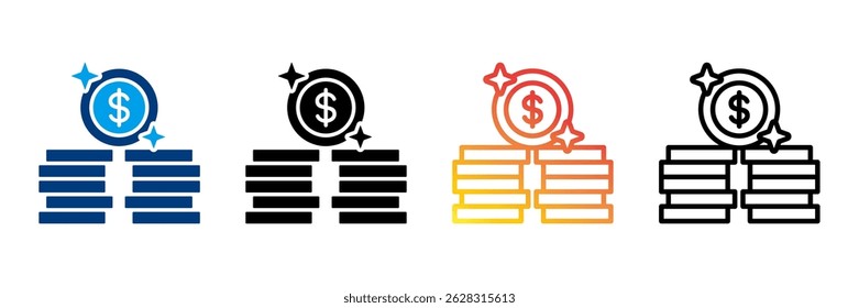 Money Icon Definir Coleção de Estilos Diferentes