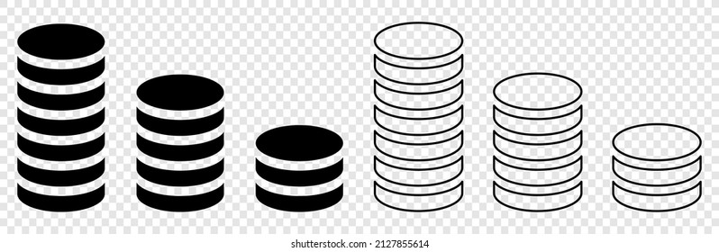 Money icon set. Flat and line art style. Vector illustration isolated on transparent background
