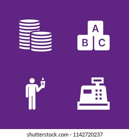 money icon set. humanpictos, blocks and cash register vector icon for graphic design and web