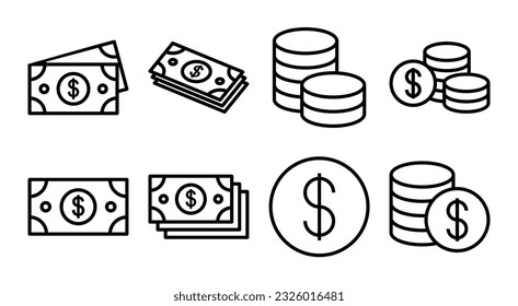 Money icon set illustration. Money sign and symbol