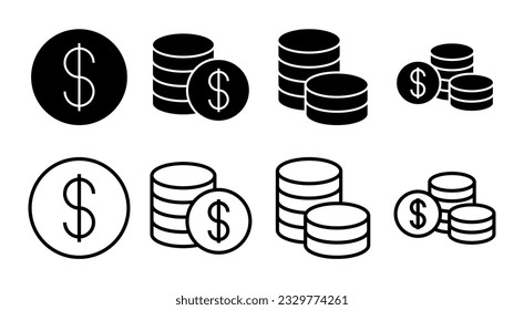 Money icon set illustration. Money sign and symbol