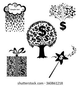 Money icon set isolated on white. Vector Illustration
