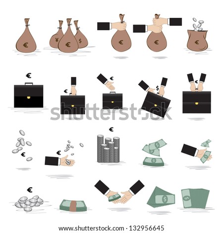 Money Icon - Set - Isolated On White Background. Vector illustration, Graphic Design Editable For Your Design. Money Logo