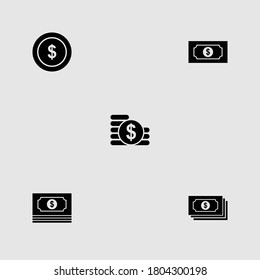 money icon set isolated vector illustration
