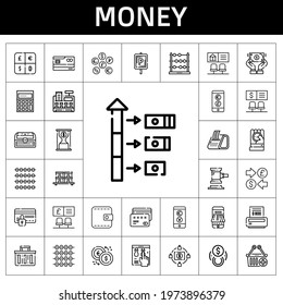 money icon set. line icon style. money related icons such as payment method, parking, chest, wallet, coins, cash register, time is money, e commerce, bill, calculating, shopping basket