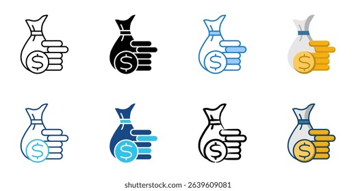 Money icon set multiple style collection 
