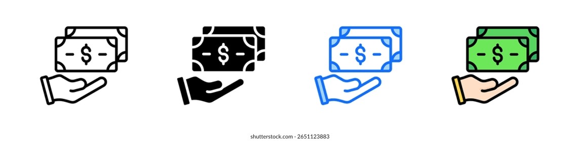 Money Icon Definir Coleção de Vários Estilos