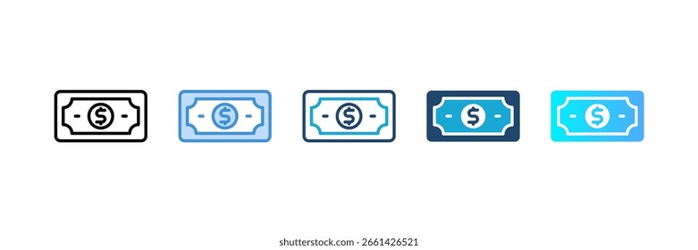 Money icon set multiple style collection
