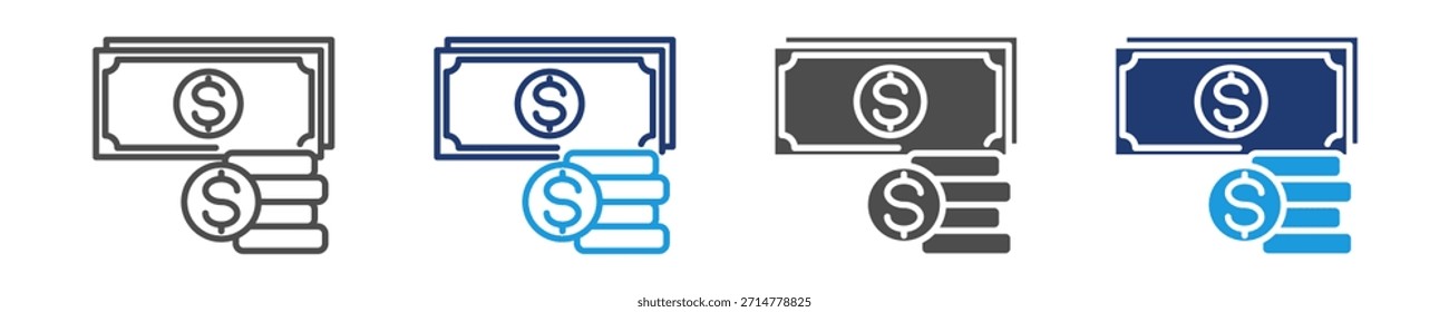 money icon set multiple style