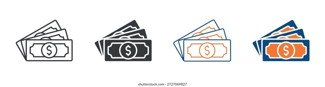 Conjunto de iconos de dinero Colección de estilo múltiple