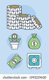 money icon set on background