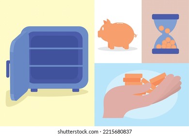 money icon set on colorful background