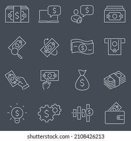 money icon set . money pack vector elements for infographic web. with trend color